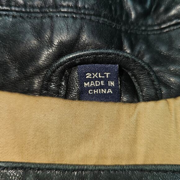 Dockers Soft Leather Men's Black Leather Jacket 2XLT PTP 28 L 31 - Picture 7 of 13